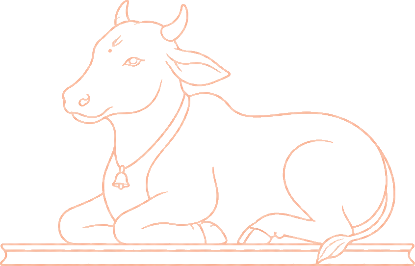 Line drawing of Nandi, the seated bull